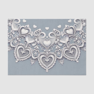Papel De Seda Corações de Renda Branca Charme Romântico Chuveiro