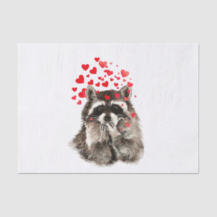 Papel De Seda Corações de sopro do amor dos beijos do guaxinim