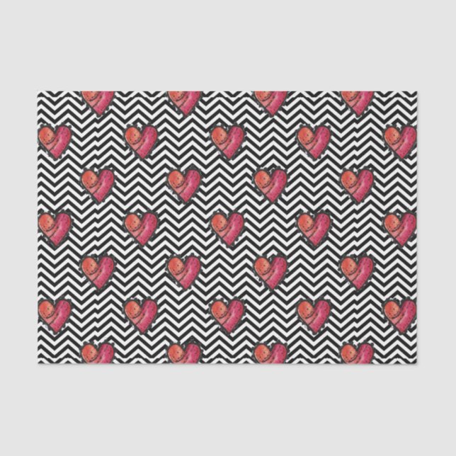 Papel De Seda Corações (Design 38 Série Vermelha) (Frente )