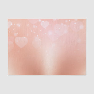 Papel De Seda Corações Dourados rosa