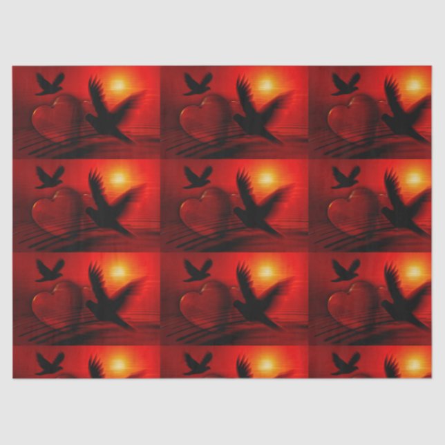 Papel De Seda Corações e Doves (Frente )