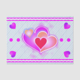 Papel De Seda Corações e faixas rosa