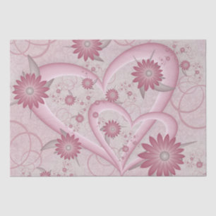 Papel De Seda Corações e Flores Abstratos Rosa Arte Fractal do A