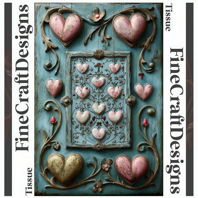 Papel De Seda Corações e Folhas Decoupage Shabby Chic Esquerdo 1 (Criador carregado)