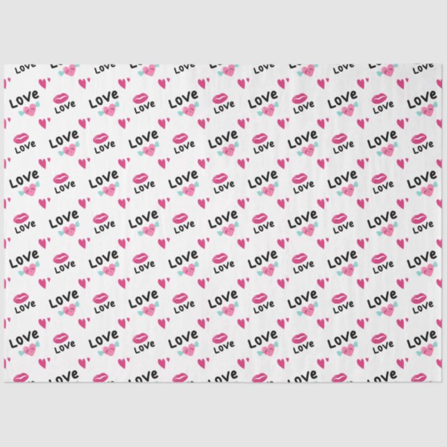 Papel De Seda Corações e Lábios (Frente )