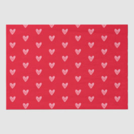 Papel De Seda Corações em Aquarela Pálida em Vermelho