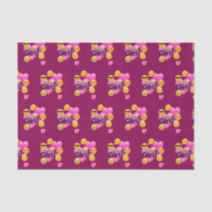 Papel De Seda Corações & menina do aniversário de Emojis