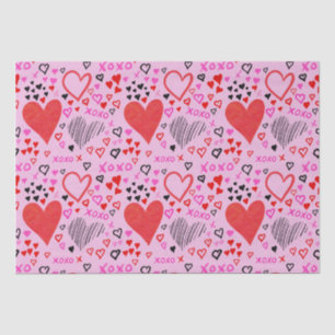 Papel De Seda Corações, Padrão Rosa XOXO