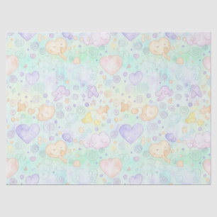 Papel De Seda Corações Pastéis e Nuvens Sonho de Aquarela (2)