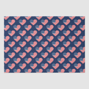 Papel De Seda Corações Patrióticos Vermelho, Branco e Azul da Ba