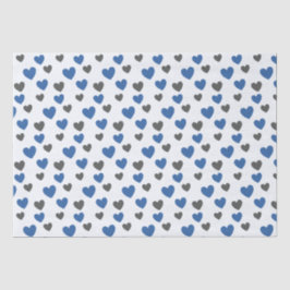 Papel De Seda Corações Planadores - Azul e Cinzas