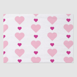 Papel De Seda Corações Rosa Múltiplos Simétricos Cute em Branco