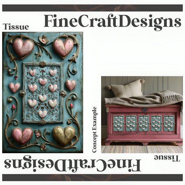 Papel De Seda Corações Shabby Chic + Decoupagem de Folhas à Dire (Criador carregado)