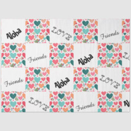 Papel De Seda Corações tropicais e flores Dia do Namorados