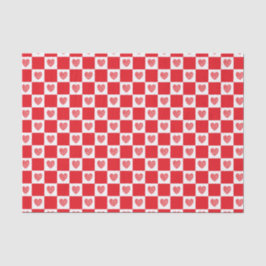 Papel De Seda Corações vermelhos Checkered