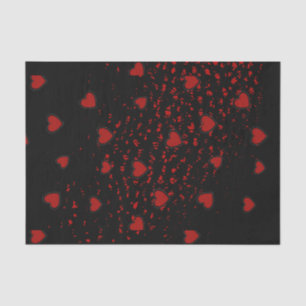 Papel De Seda Corações Vermelhos Espalhados/ Pretos