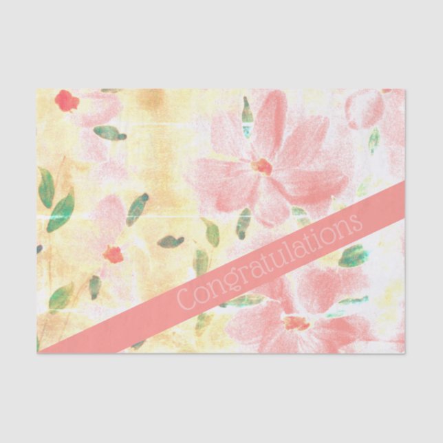 Papel De Seda Coral de Parabéns bonito (Frente )