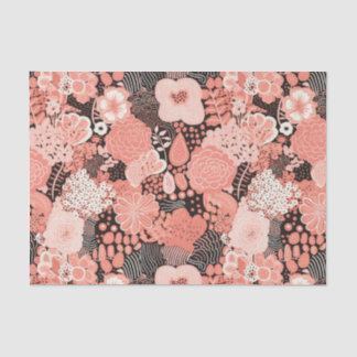 Papel De Seda Coral Moderno Padrão Floral