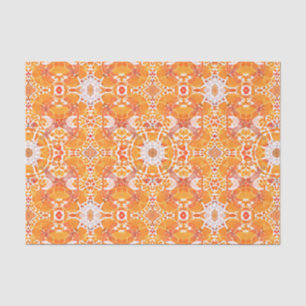 Papel De Seda Coral Orange e Cream Batik Medallion Padrão