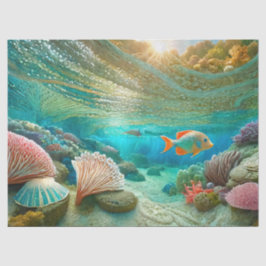 Papel De Seda Coral Reef Colorido, Design 1