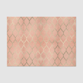 Papel De Seda Coral Rosa de Arte Metálica Dourada Peach Quatrefo
