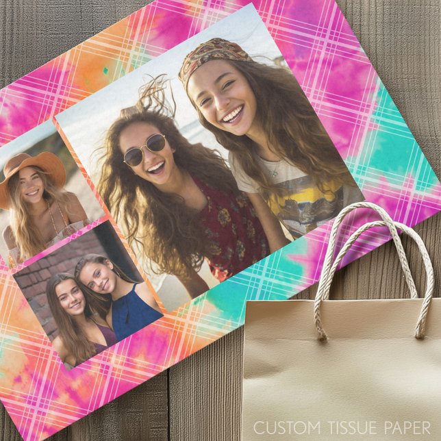 Papel De Seda Corante Cheery com 3 Fotos - (Custom Photo Tissue Paper)