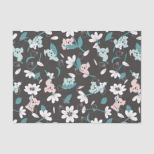 Papel De Seda Corante Koala Pattern Cute Animal e Floral