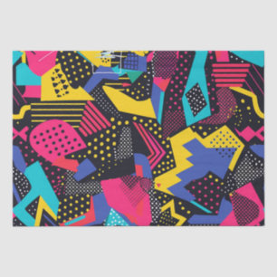 Papel De Seda Corantes Brilhantes 90s Abstrato Funky Art Pattern