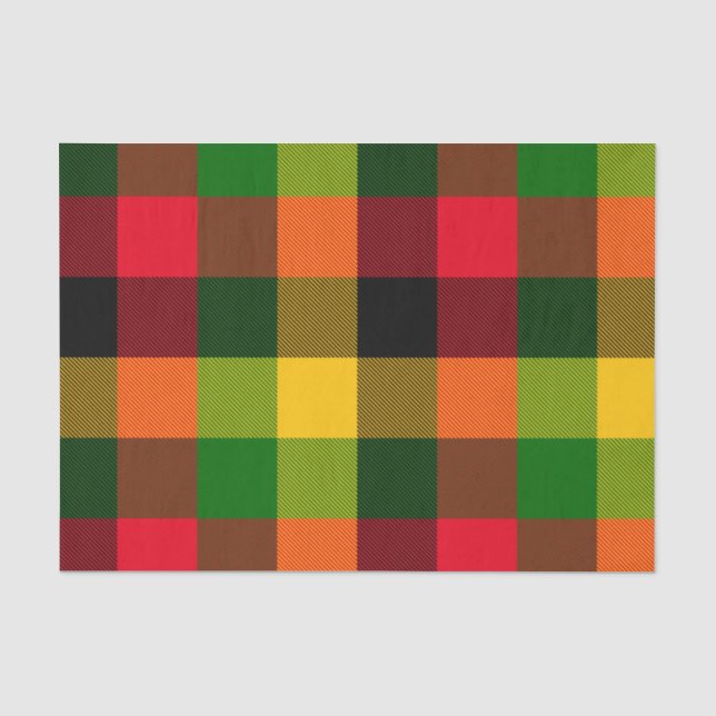 Papel De Seda Cores Africanas Rasta Reggae Xadrez Padrão Design (Frente )