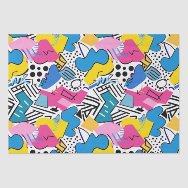 Papel De Seda Cores Brilhantes e Intensas Arte Abstrata Funky Pa (Frente )