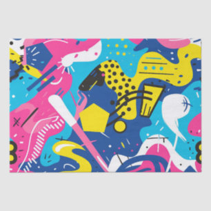 Papel De Seda Cores Brilhantes e Intensas Padrão de Arte Abstrat