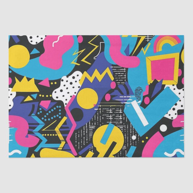 Papel De Seda Cores Brilhantes em Negrito Padrão de Arte Abstrat (Frente )