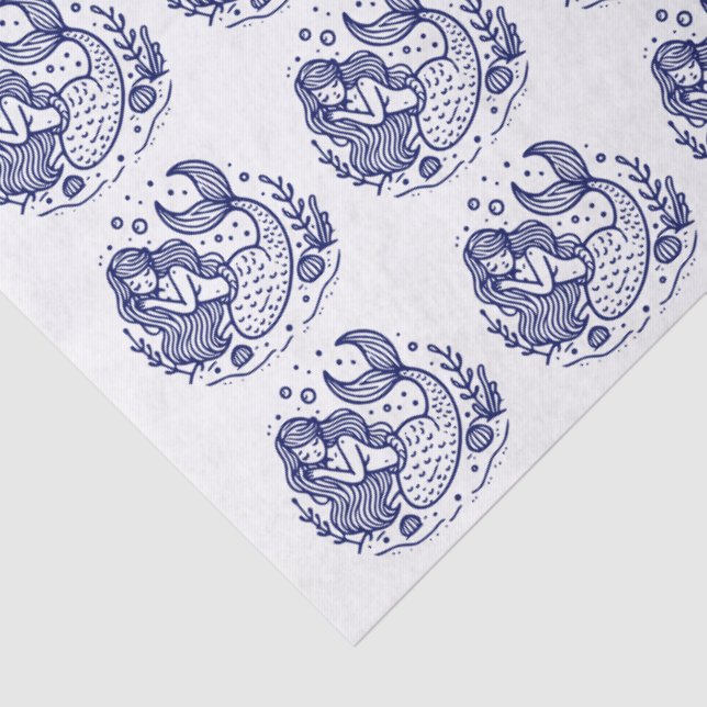 Papel De Seda Cores DIY Sirene Adormecida Fofa Azul (Detalhes)