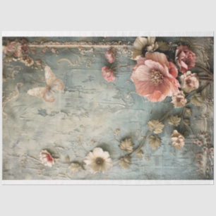 Papel De Seda Cores Empoeiradas, Shabby Chic, Floral Rasgado