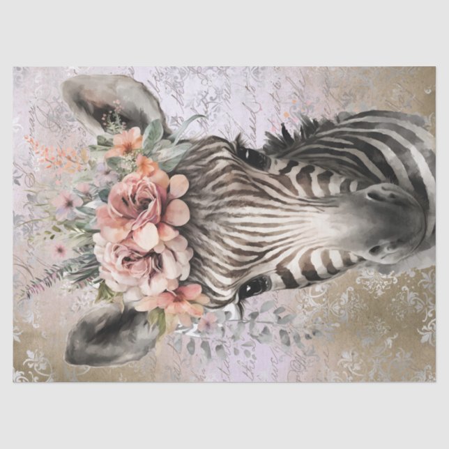 Papel De Seda Cores Florais De Zebra Cura (Frente )
