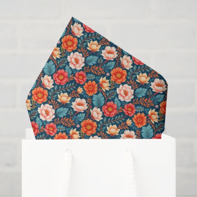 Papel De Seda Cores Vibrantes Chinoiserie (Sacola de presentes)