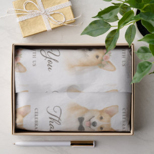 Papel De Seda Corgi Aquarela Casamento Obrigada