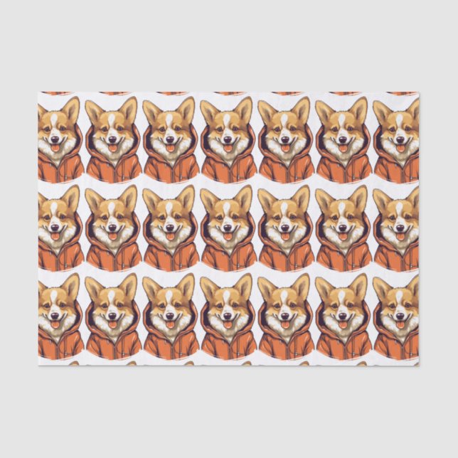 Papel De Seda Corgi Engraçado Vestindo Moletom (Frente )