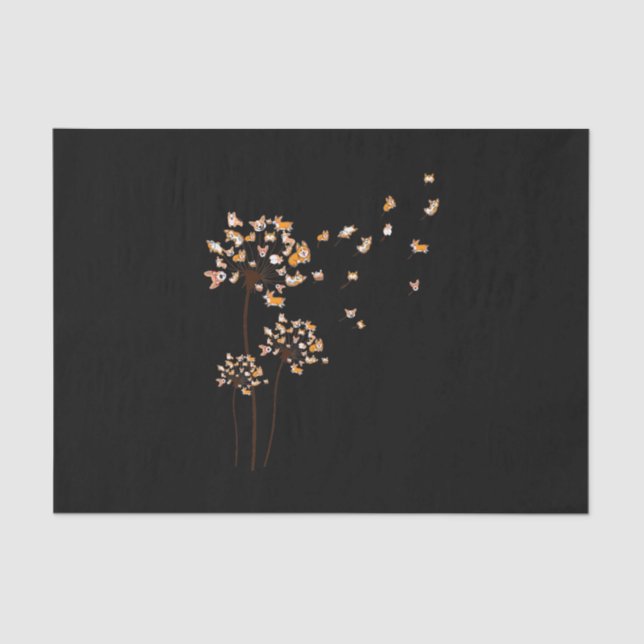Papel De Seda Corgi Flower Fly Dandelion Cubo Cão Lover (Frente )