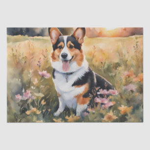 Papel De Seda Corgi Meadow Magic: Uma Delícia Floral De Decoupag