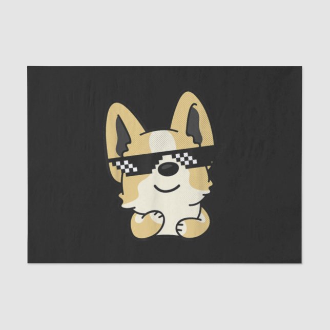 Papel De Seda Corgi Memória Pixel Óculos Solares Cachorro (Frente )