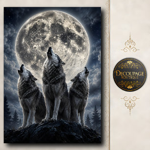 Papel De Seda Coro de Lobo ao Luar Decoupage