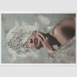 Papel De Seda Coroa de Asas Retrato Borboletas Pássaro Mulher