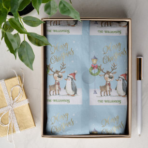Papel De Seda Coroa de Natal Personalizada Rena Fofa Feliz Natal