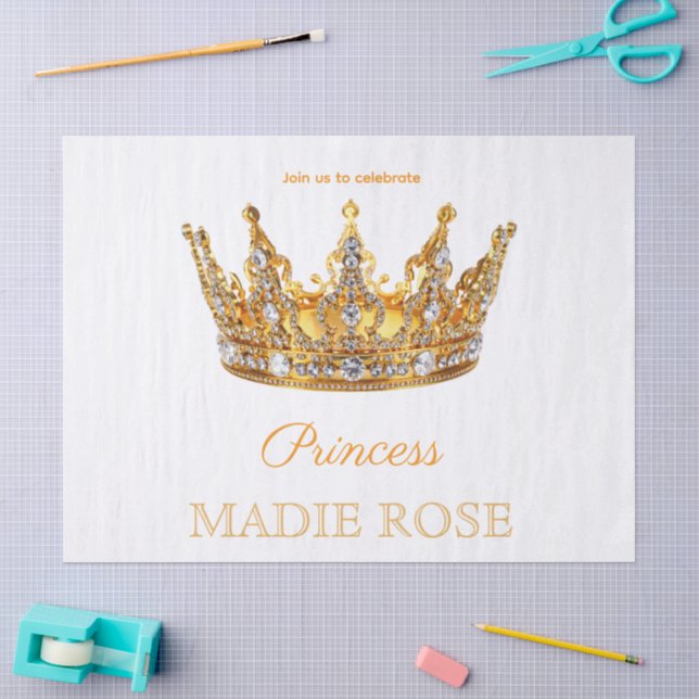 Papel De Seda Coroa de Princesa Dourada Conto de Fadas Aniversár (Arte )