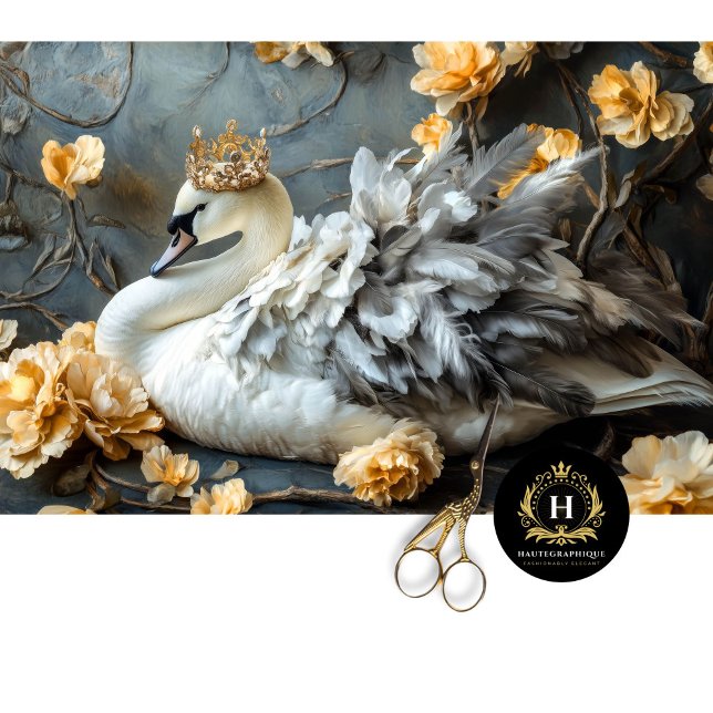 Papel De Seda Coroa Dourada Cisne Branco Régio Decoupage (Criador carregado)