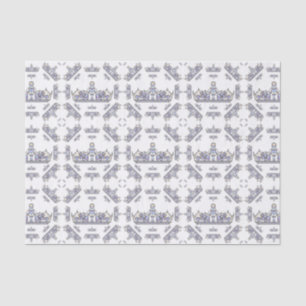 Papel De Seda Coroa prateada de diamantes cardíacos