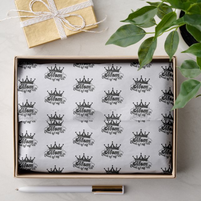Papel De Seda Coroa Preta Moderna, Mãe Rainha da minha vida  (Presente)