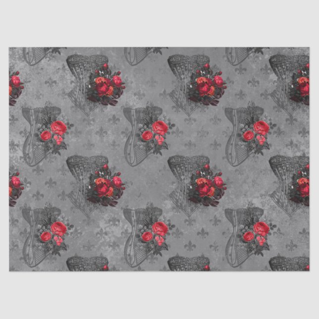 Papel De Seda Corset e Rosa vermelha (Frente )