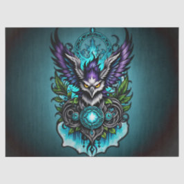 Papel De Seda Coruja com elementos mágicos.